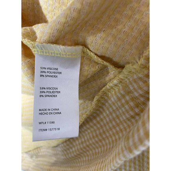 Weatherproof Vintage Womens Hoodie Shirt Gingham Long Sleeve Size Medium Yellow - Picture 8 of 8